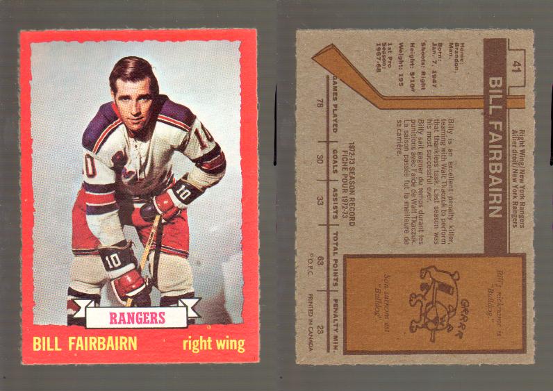 1973-74 O-PEE-CHEE CARD #41 B. FAIRBAIRN photo 1973-74 O-PEE-CHEE CARD #41 B. FAIRBAIRN photo