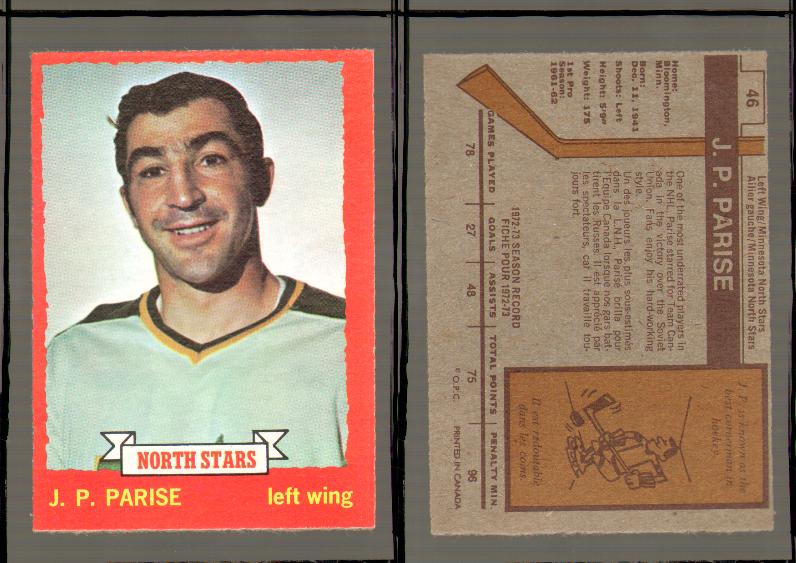 1973-74 O-PEE-CHEE CARD #46 J.P. PARISE photo 1973-74 O-PEE-CHEE CARD #46 J.P. PARISE photo