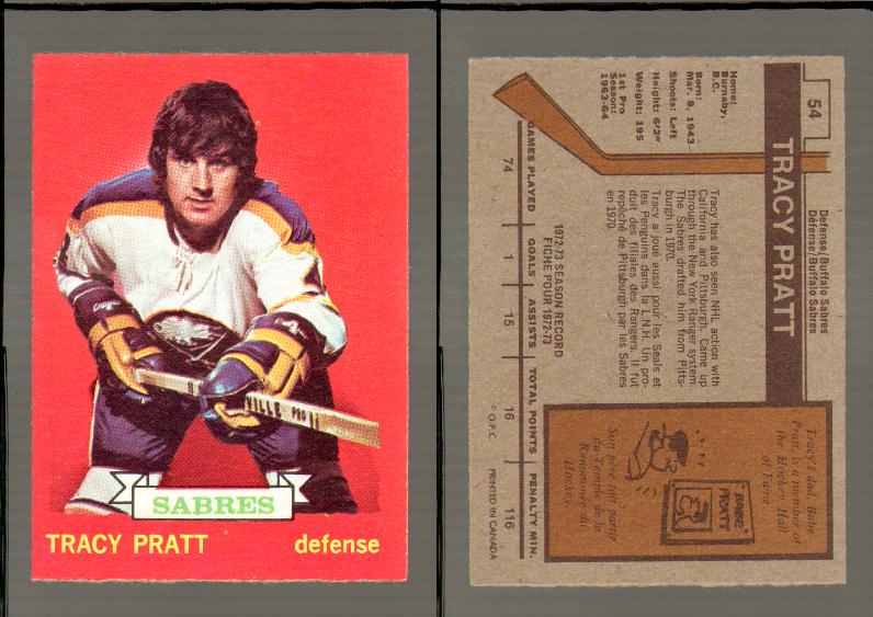 1973-74 O-PEE-CHEE CARD #54 T. PRATT photo
