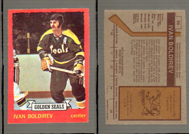 1973-74 O-PEE-CHEE CARD #68 I. BOLDIREV photo 1973-74 O-PEE-CHEE CARD #68 I. BOLDIREV photo
