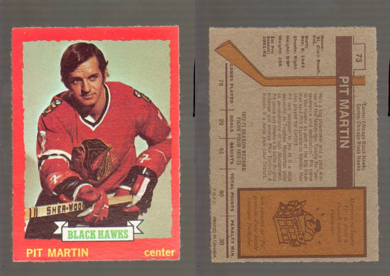 1973-74 O-PEE-CHEE CARD #73 P. MARTIN photo