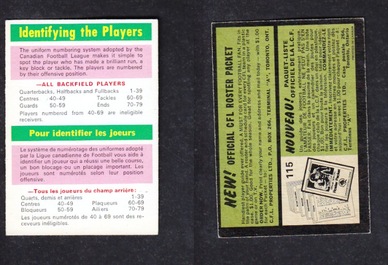 1970 CFL O-PEE-CHEE FOOTBALL CARD #113 INDENTIFYING THE PLAYERS photo 1970 CFL O-PEE-CHEE FOOTBALL CARD #113 INDENTIFYING THE PLAYERS photo