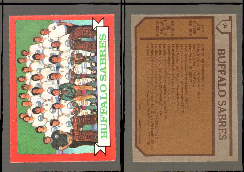1973-74 O-PEE-CHEE CARD #94 BUFFALO SABRES photo