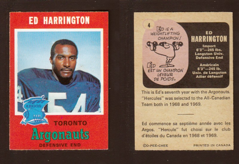 1971 CFL O-PEE-CHEE FOOTBALL CARD #4 E. HARRINGTON photo 1971 CFL O-PEE-CHEE FOOTBALL CARD #4 E. HARRINGTON photo