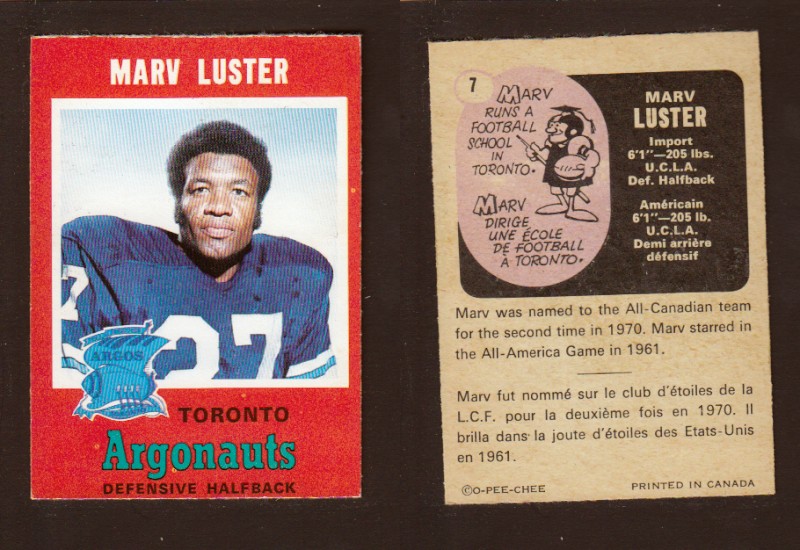 1971 CFL O-PEE-CHEE FOOTBALL CARD #7 M. LUSTER photo