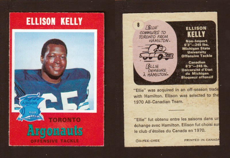 1971 CFL O-PEE-CHEE FOOTBALL CARD #8 E. KELLY photo