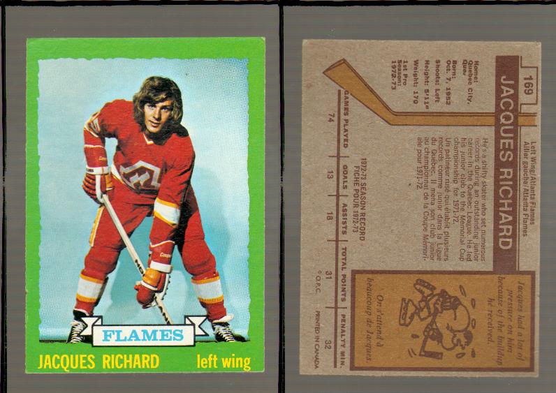 1973-74 O-PEE-CHEE CARD #169 J. RICHARD photo