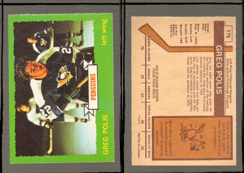 1973-74 O-PEE-CHEE CARD #176 G. POLIS photo