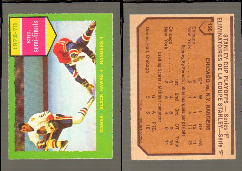 1973-74 O-PEE-CHEE CARD #196 PLAYOFFS photo 1973-74 O-PEE-CHEE CARD #196 PLAYOFFS photo