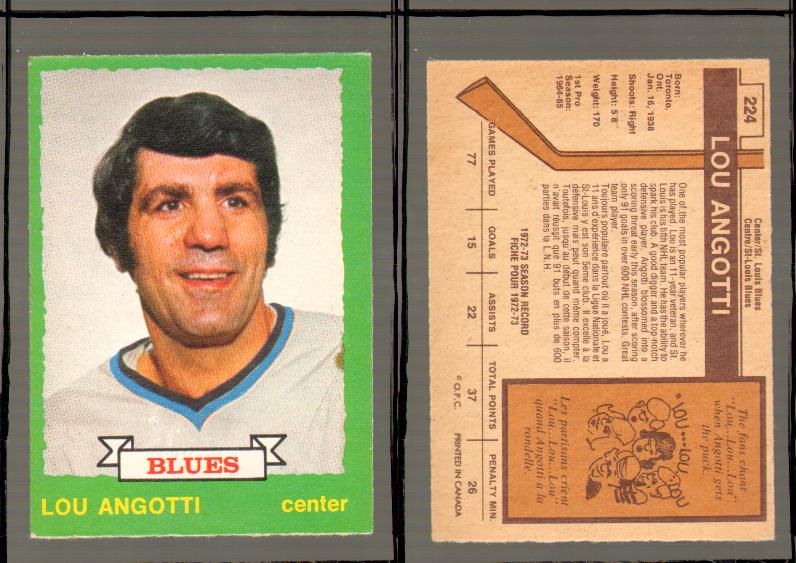 1973-74 O-PEE-CHEE CARD #224 L. ANGOTTI photo 1973-74 O-PEE-CHEE CARD #224 L. ANGOTTI photo