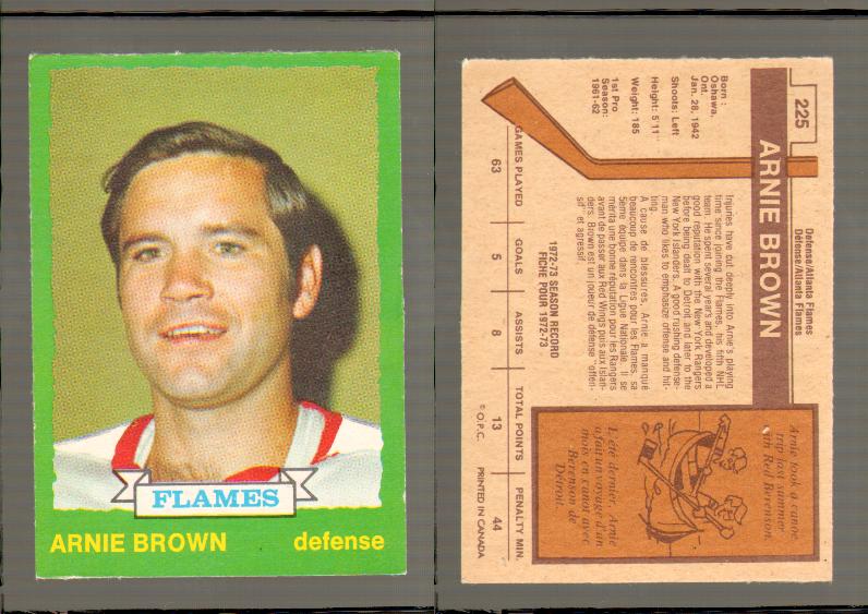1973-74 O-PEE-CHEE CARD #225 A. BROWN photo 1973-74 O-PEE-CHEE CARD #225 A. BROWN photo