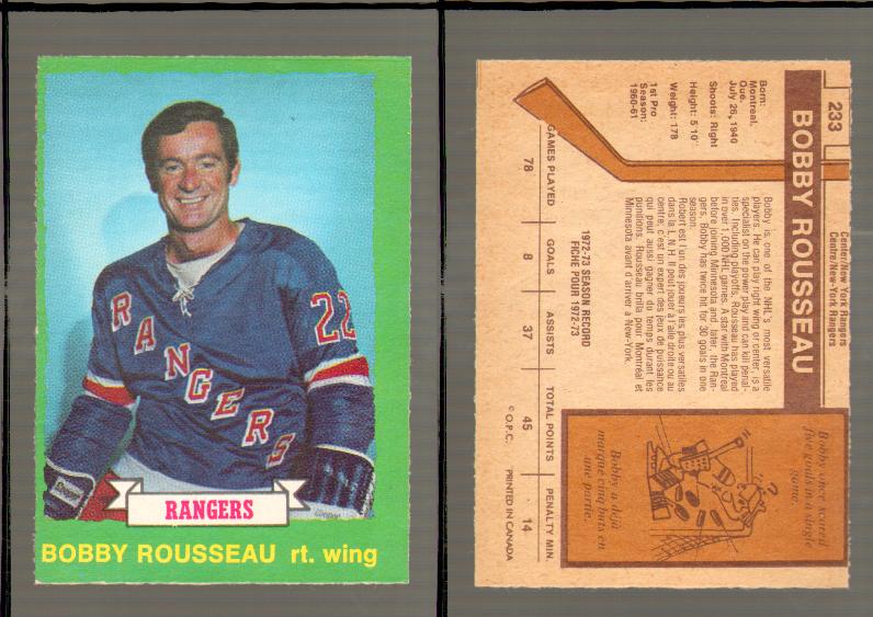1973-74 O-PEE-CHEE CARD #233 B. ROUSSEAU photo 1973-74 O-PEE-CHEE CARD #233 B. ROUSSEAU photo