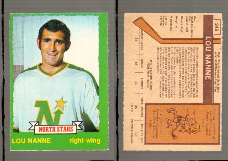1973-74 O-PEE-CHEE CARD #246 L.NANNE photo 1973-74 O-PEE-CHEE CARD #246 L.NANNE photo