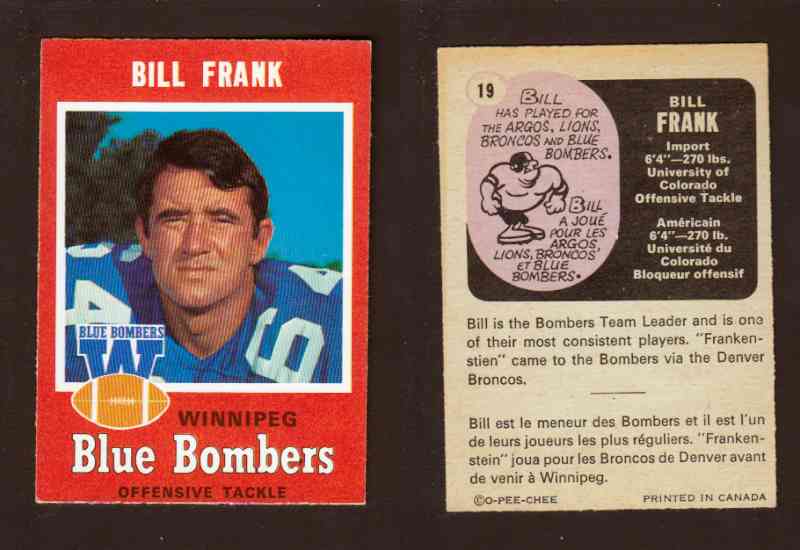 1971 CFL O-PEE-CHEE FOOTBALL CARD #19 B. FRANK photo 1971 CFL O-PEE-CHEE FOOTBALL CARD #19 B. FRANK photo