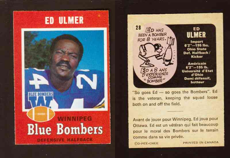 1971 CFL O-PEE-CHEE FOOTBALL CARD #28 E. ULMER photo