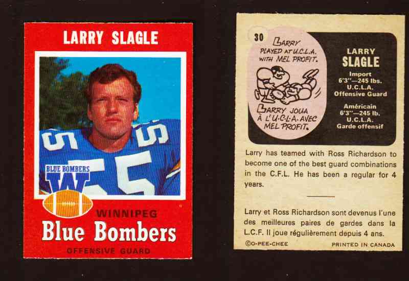 1971 CFL O-PEE-CHEE FOOTBALL CARD #30 L. SLAGLE photo 1971 CFL O-PEE-CHEE FOOTBALL CARD #30 L. SLAGLE photo