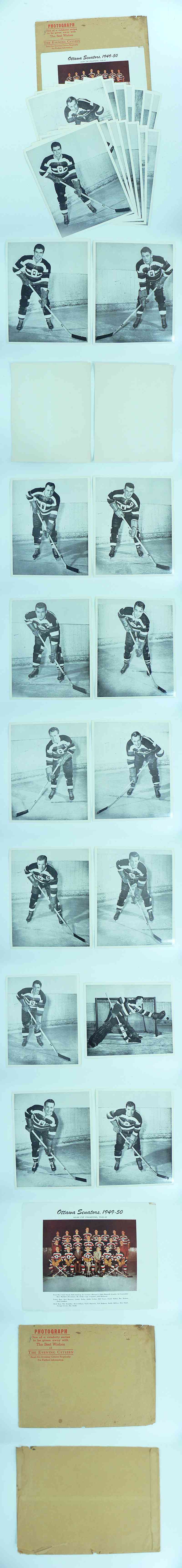 1949-50 CITIZEN OTTAWA SENATORS PREMIUM PHOTO FULL SET 15/15 & ORIGINAL ENVELOPE photo