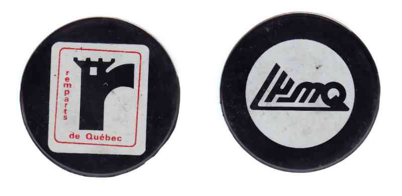 1980-93 QMJHL CZECHOSLOVAKIA QUEBEC REMPARTS GAME PUCK photo 1980-93 QMJHL CZECHOSLOVAKIA QUEBEC REMPARTS GAME PUCK photo