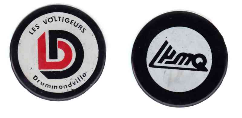 1980-93 QMJHL CZECHOSLOVAKIA DRUMMONDVILLE VOLTIGEURS GAME PUCK photo 1980-93 QMJHL CZECHOSLOVAKIA DRUMMONDVILLE VOLTIGEURS GAME PUCK photo