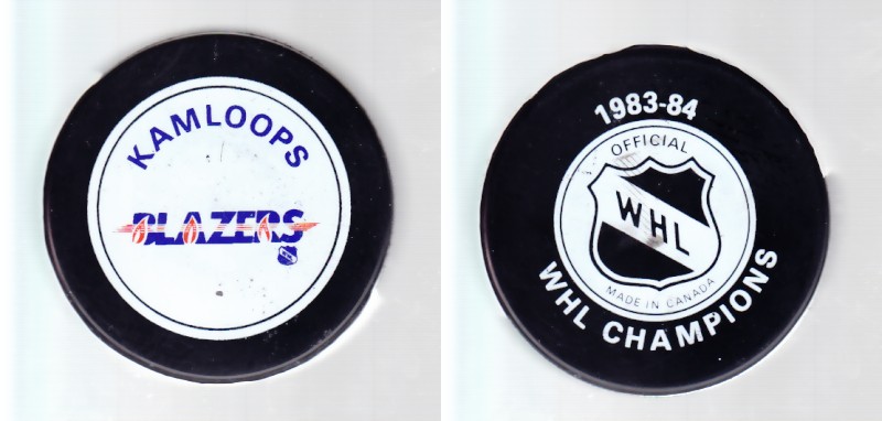 1983-86 WHL GDR KAMLOOPS BLAZERS GAME PUCK photo 1983-86 WHL GDR KAMLOOPS BLAZERS GAME PUCK photo