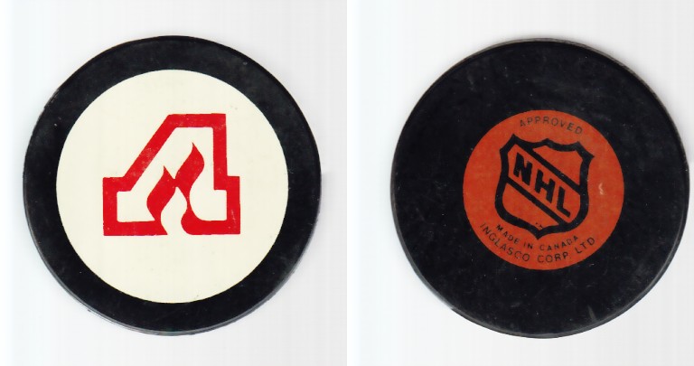 1979-80 NHL BILTRITE ATLANTA FLAMES GAME PUCK photo 1979-80 NHL BILTRITE ATLANTA FLAMES GAME PUCK photo