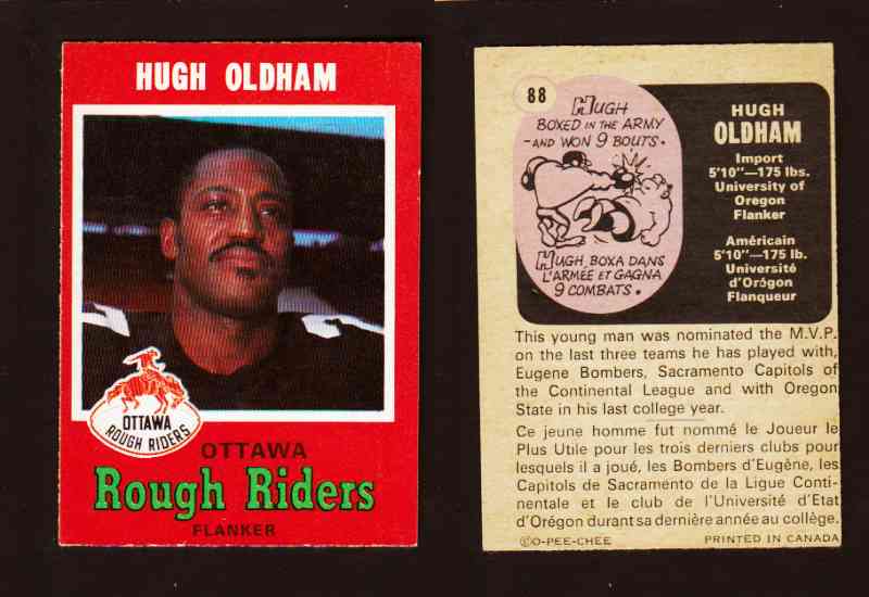 1971 CFL O-PEE-CHEE FOOTBALL CARD #88 H. OLDHAM photo 1971 CFL O-PEE-CHEE FOOTBALL CARD #88 H. OLDHAM photo