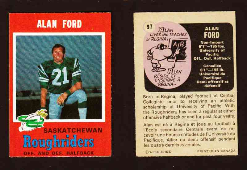 1971 CFL O-PEE-CHEE FOOTBALL CARD #97 A. FORD photo 1971 CFL O-PEE-CHEE FOOTBALL CARD #97 A. FORD photo