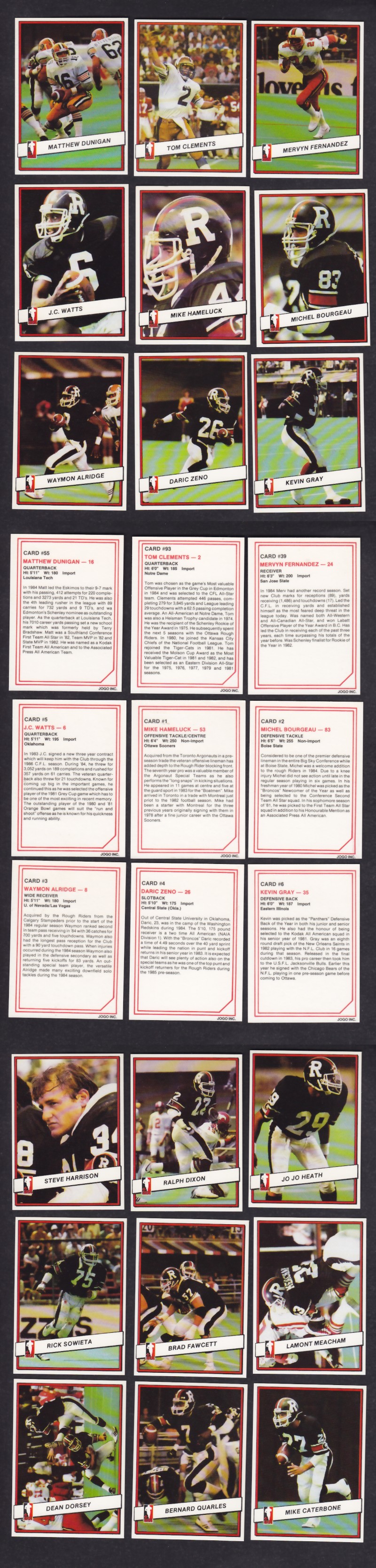 1985 CFL JOGO FOOTBALL CARD FULL SET 110/110 photo 1985 CFL JOGO FOOTBALL CARD FULL SET 110/110 photo