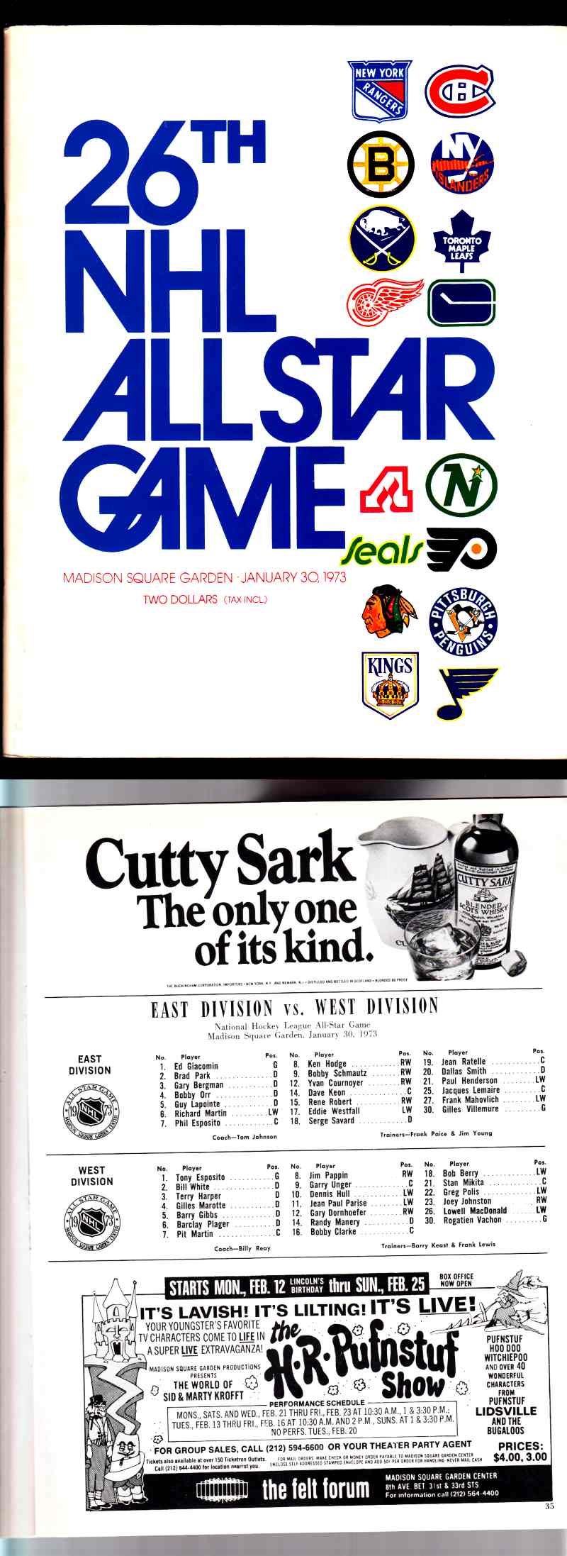 1973 NEW YORK RANGERS ALL STAR GAME PROGRAM photo 1973 NEW YORK RANGERS ALL STAR GAME PROGRAM photo