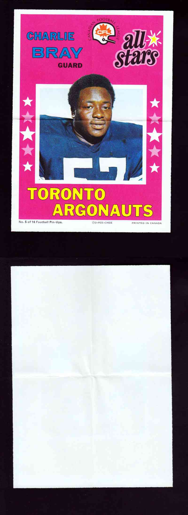 1971 CFL O-PEE-CHEE FOOTBALL POSTER INSERTS C. BRAY photo 1971 CFL O-PEE-CHEE FOOTBALL POSTER INSERTS C. BRAY photo