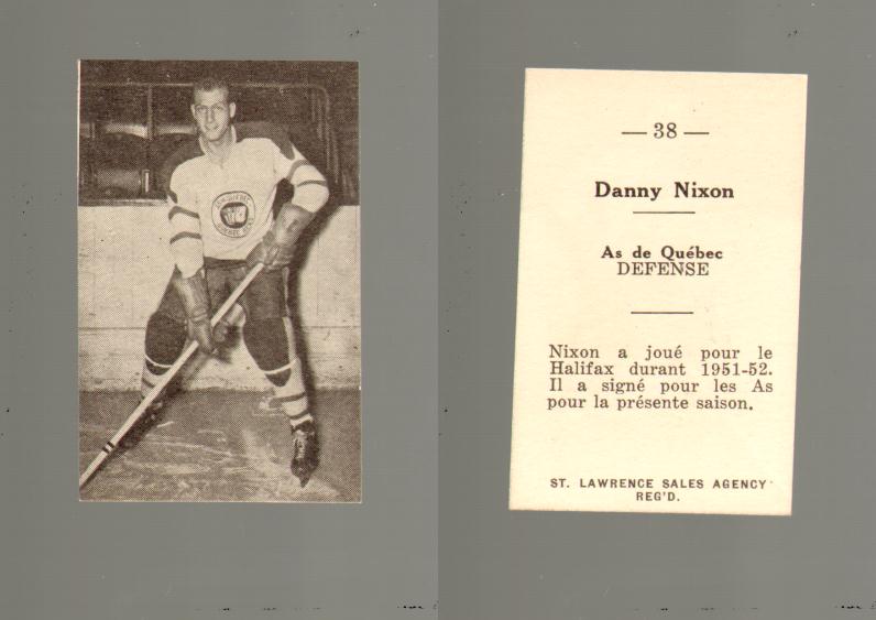 1952-53 ST. LAWRENCE SALES HOCKEY CARD #38 D. NIXON photo 1952-53 ST. LAWRENCE SALES HOCKEY CARD #38 D. NIXON photo