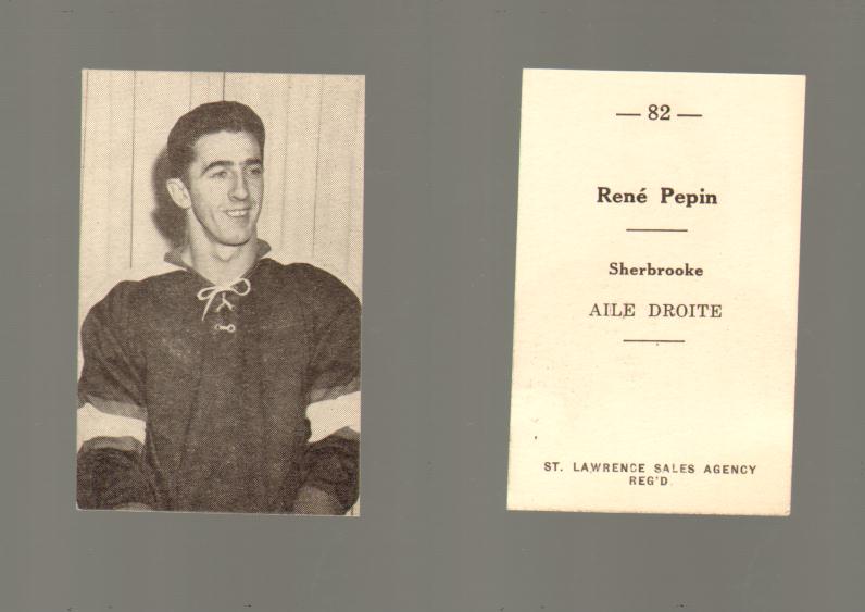1952-53 ST. LAWRENCE SALES HOCKEY CARD #82 R. PEPIN photo 1952-53 ST. LAWRENCE SALES HOCKEY CARD #82 R. PEPIN photo