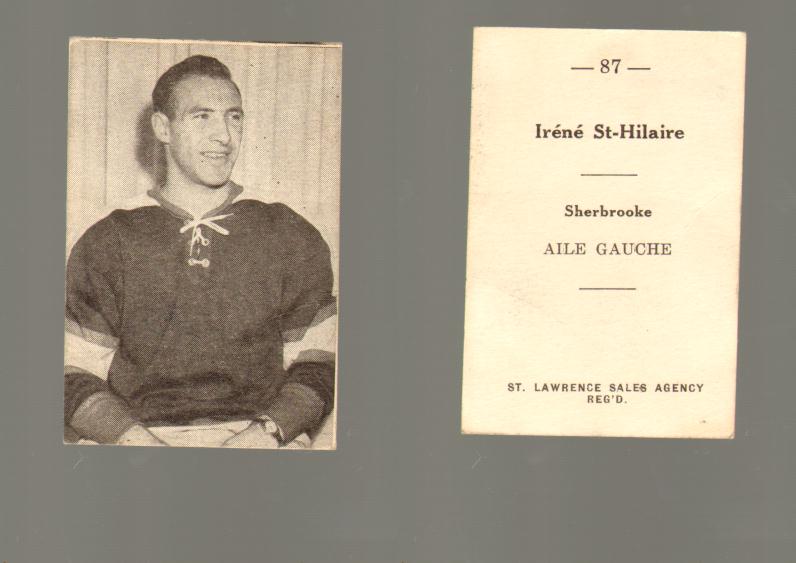 1952-53 ST. LAWRENCE SALES HOCKEY CARD #87 I. ST-HILAIRE photo 1952-53 ST. LAWRENCE SALES HOCKEY CARD #87 I. ST-HILAIRE photo