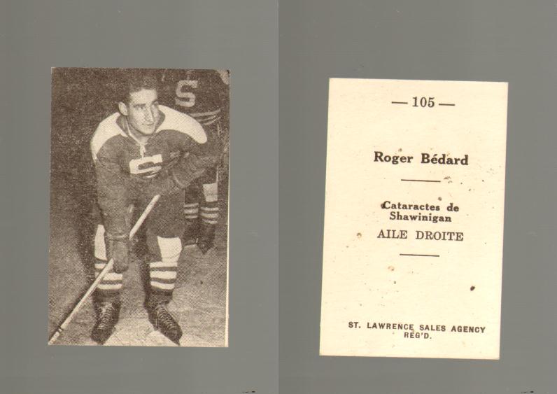 1952-53 ST. LAWRENCE SALES HOCKEY CARD #105 R. BÉDARD photo 1952-53 ST. LAWRENCE SALES HOCKEY CARD #105 R. BÉDARD photo
