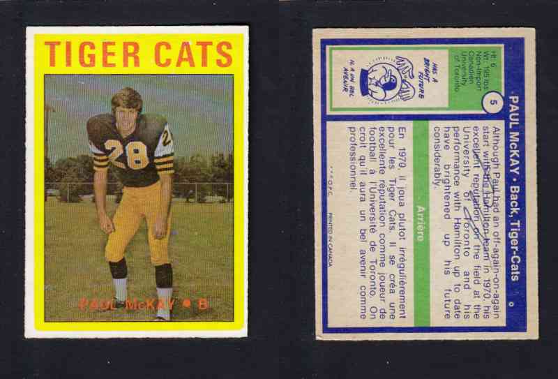 1972 CFL O-PEE-CHEE FOOTBALL CARD #5 P. McKAY photo 1972 CFL O-PEE-CHEE FOOTBALL CARD #5 P. McKAY photo