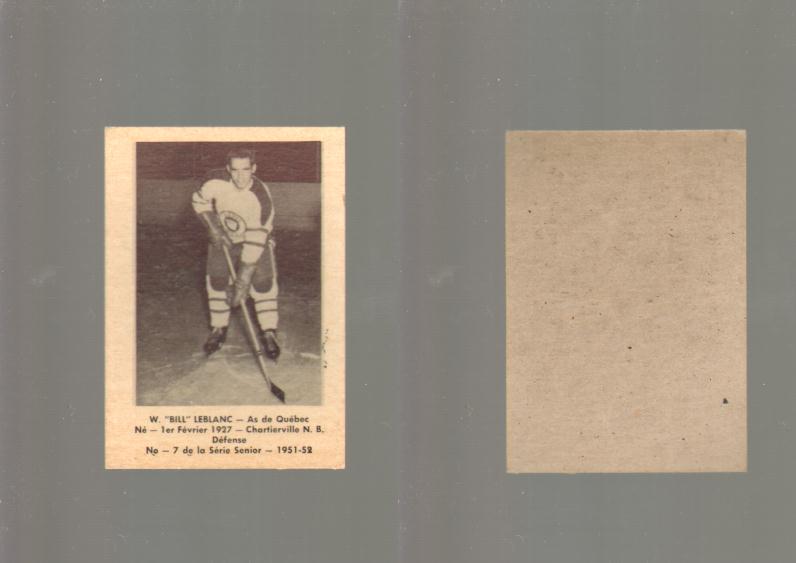 1951-52 LAVAL DAIRY HOCKEY CARD #7 W. ``BILL`` LEBLANC photo