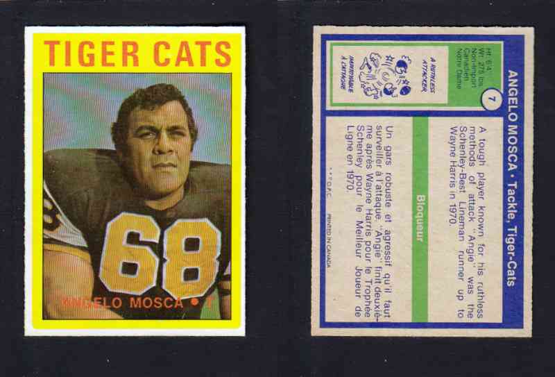 1972 CFL O-PEE-CHEE FOOTBALL CARD #7 A. MOSCA photo 1972 CFL O-PEE-CHEE FOOTBALL CARD #7 A. MOSCA photo