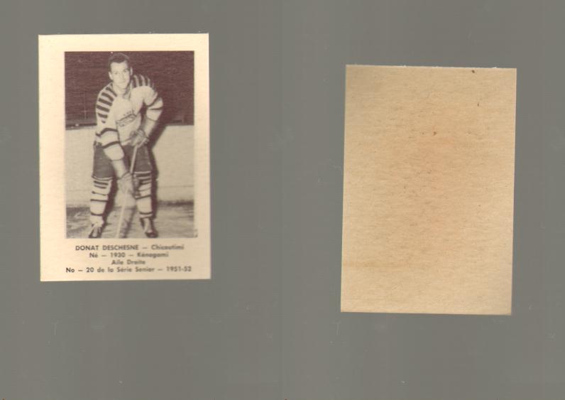 1951-52 LAVAL DAIRY HOCKEY CARD #20 D. DESCHESNE photo