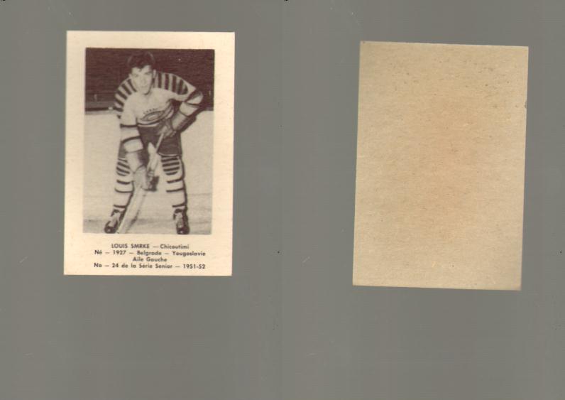 1951-52 LAVAL DAIRY HOCKEY CARD #24 L. SMRKE photo