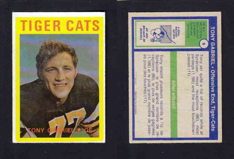 1972 CFL O-PEE-CHEE FOOTBALL CARD #9 T GABRIEL photo 1972 CFL O-PEE-CHEE FOOTBALL CARD #9 T GABRIEL photo