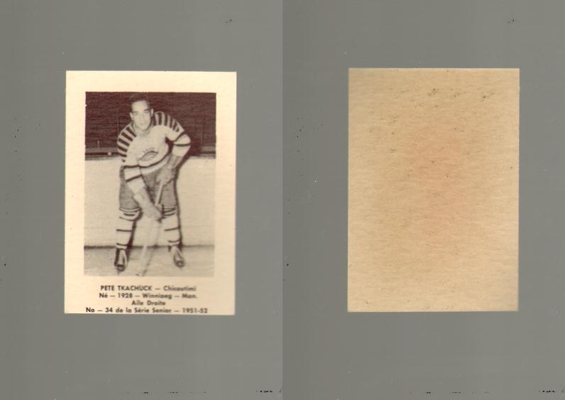 1951-52 LAVAL DAIRY HOCKEY CARD #34 P. TKACHUCK photo