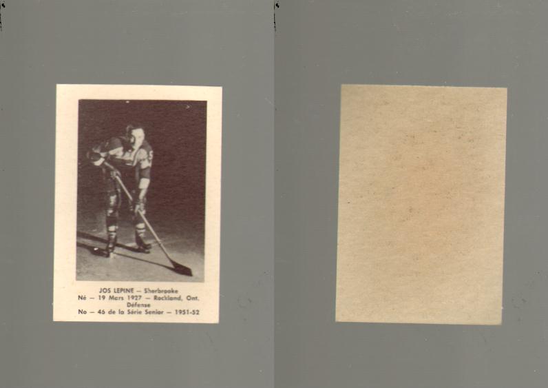 1951-52 LAVAL DAIRY HOCKEY CARD #46 J. LEPINE photo 1951-52 LAVAL DAIRY HOCKEY CARD #46 J. LEPINE photo