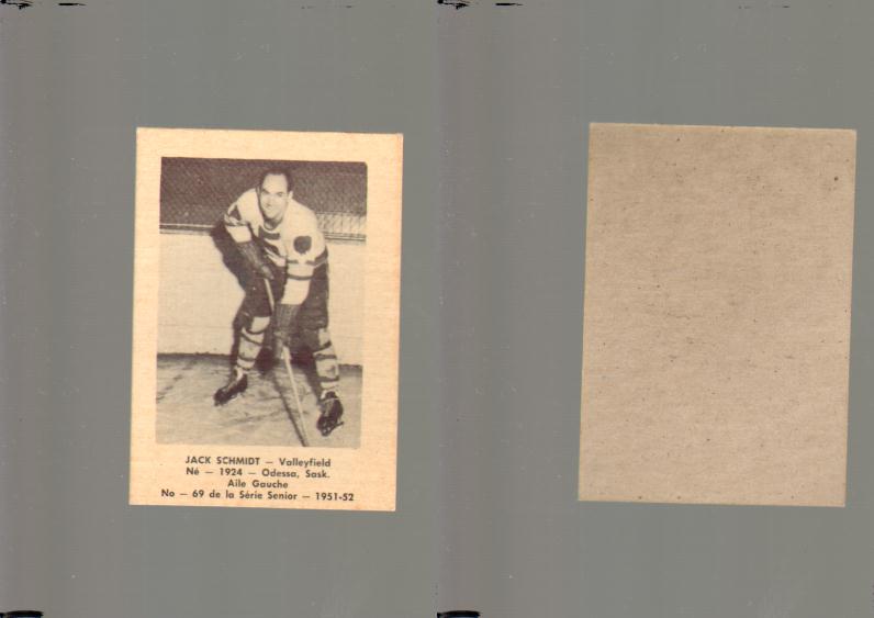 1951-52 LAVAL DAIRY HOCKEY CARD #69 J. SCHMIDT photo