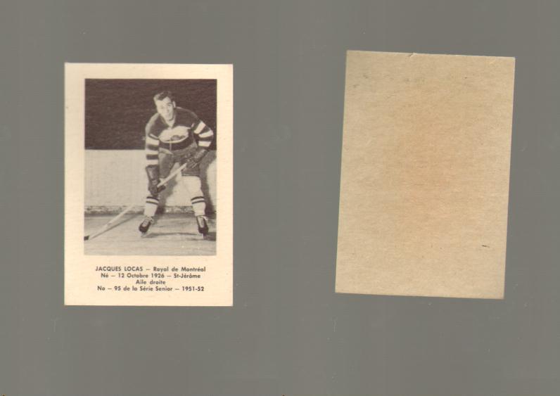 1951-52 LAVAL DAIRY HOCKEY CARD #95 J. LOCAS photo