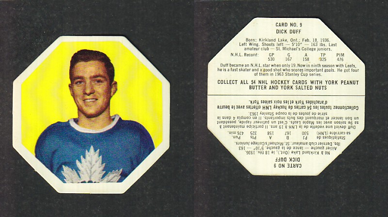 1963-64 YORK HOCKEY CARD #9 D. DUFF photo 1963-64 YORK HOCKEY CARD #9 D. DUFF photo
