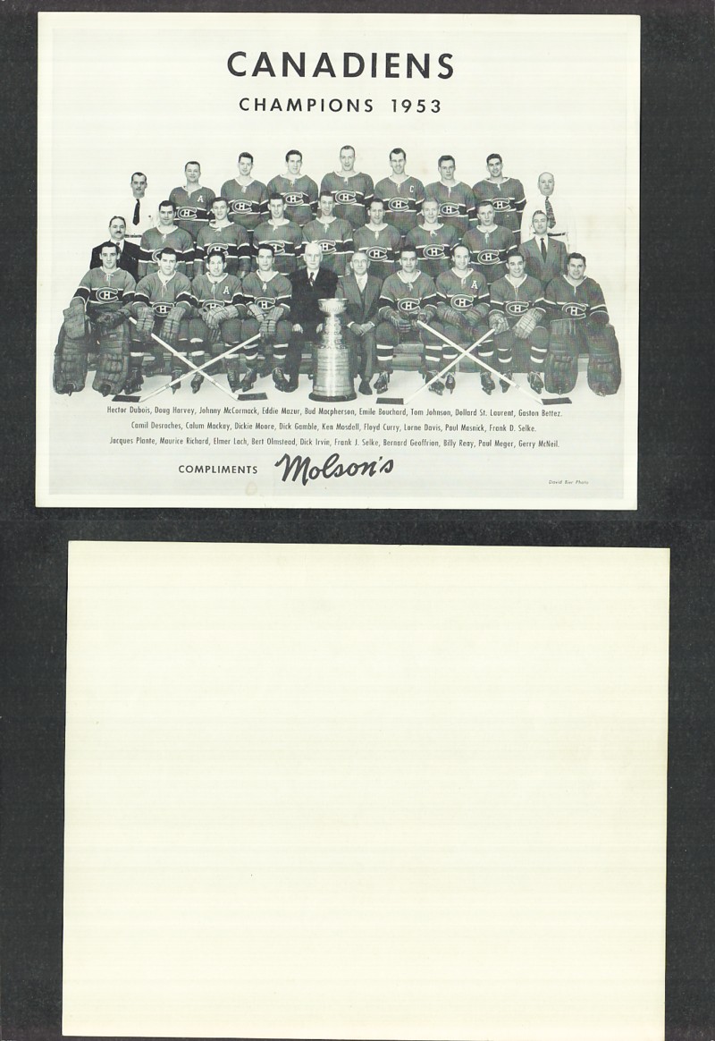 1953 MOLSON MONTREAL CANADIENS TEAM PHOTO photo 1953 MOLSON MONTREAL CANADIENS TEAM PHOTO photo