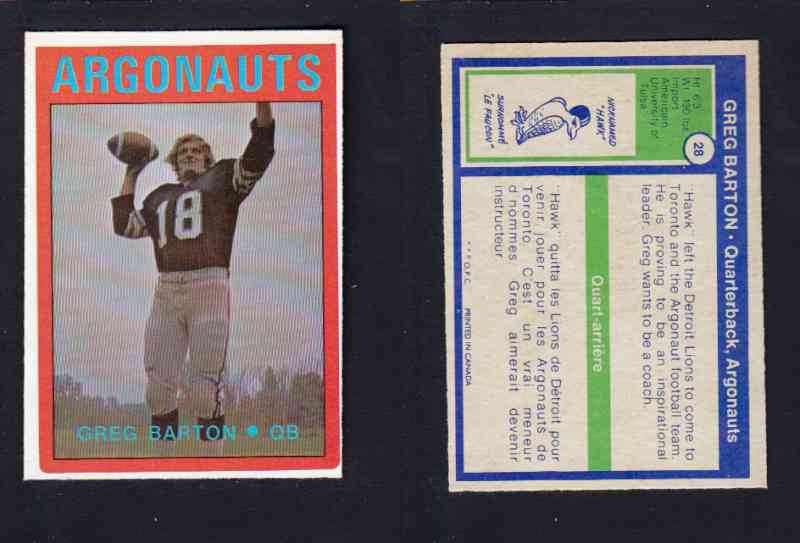 1972 CFL O-PEE-CHEE FOOTBALL CARD #28 G. BARTON photo