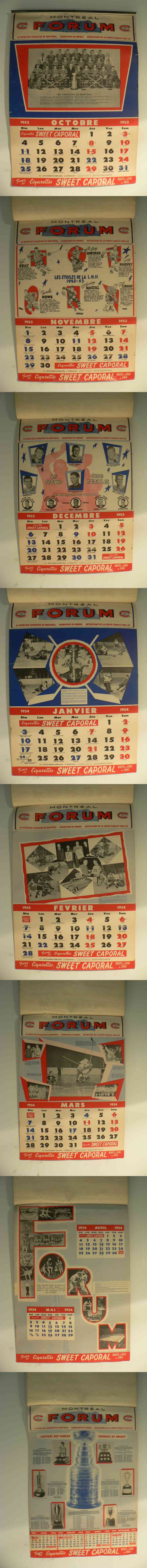 1953-54 SWEET CAPORAL MONTREAL CANADIENS FULL CALENDAR photo