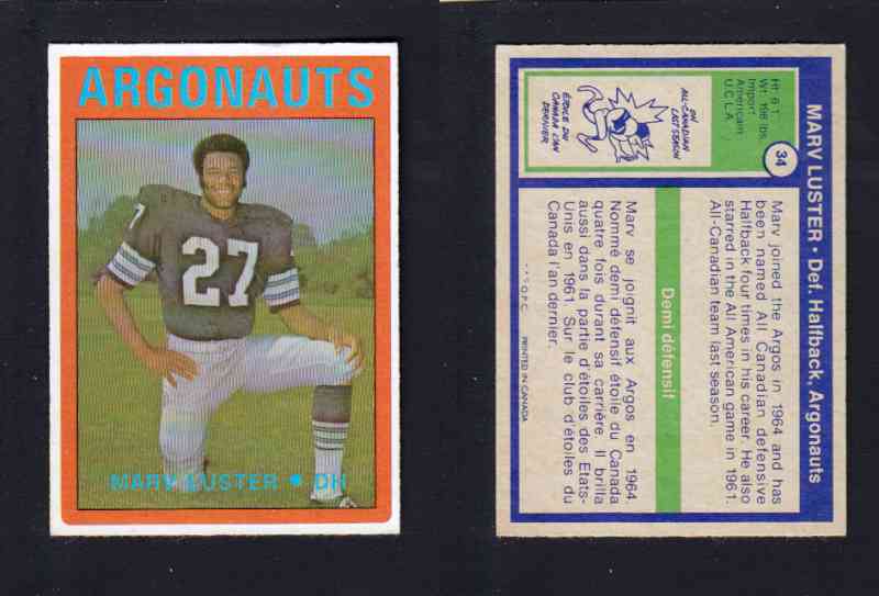 1972 CFL O-PEE-CHEE FOOTBALL CARD #34 M. LUSTER photo