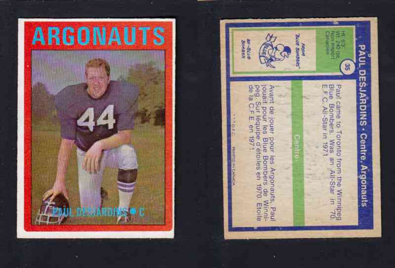 1972 CFL O-PEE-CHEE FOOTBALL CARD #35 P. DESJADINS photo